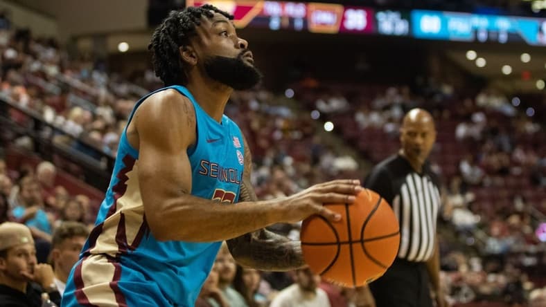Florida State Seminoles guard Darin Green Jr. (22) shoots for three. The Florida State Seminoles hosted the Central Michigan Chippewas on Monday, Nov. 13, 2023.