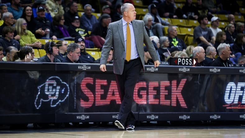 Nov 26, 2023; Boulder, Colorado, USA; Colorado head coach Tad Boyle during the second half against the Iona Gaels at CU Events Center. Mandatory Credit: Chet Strange-USA TODAY Sports