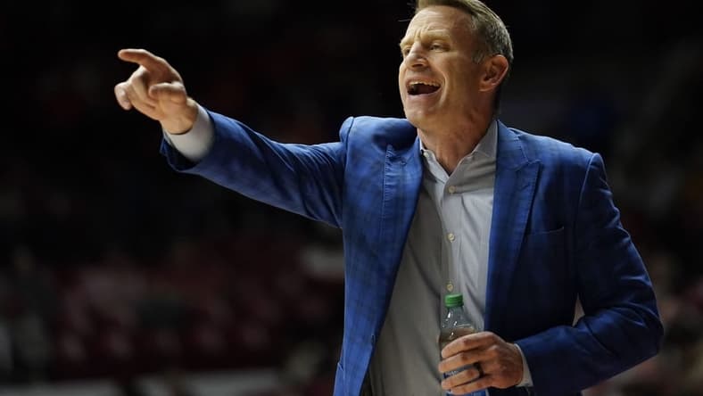Nov 28, 2023; Tuscaloosa, Alabama, USA; Alabama Crimson Tide head coach Nate Oats gives directions during the second half against the Clemson Tigers at Coleman Coliseum. Clemson defeated Alabama 85-77. Mandatory Credit: Gary Cosby Jr.-USA TODAY Sports