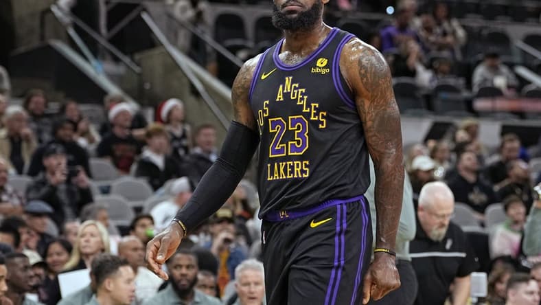 Dec 15, 2023; San Antonio, Texas, USA; Los Angeles Lakers guard LeBron James (23) during the first half against the San Antonio Spurs at Frost Bank Center. Mandatory Credit: Scott Wachter-USA TODAY Sports
