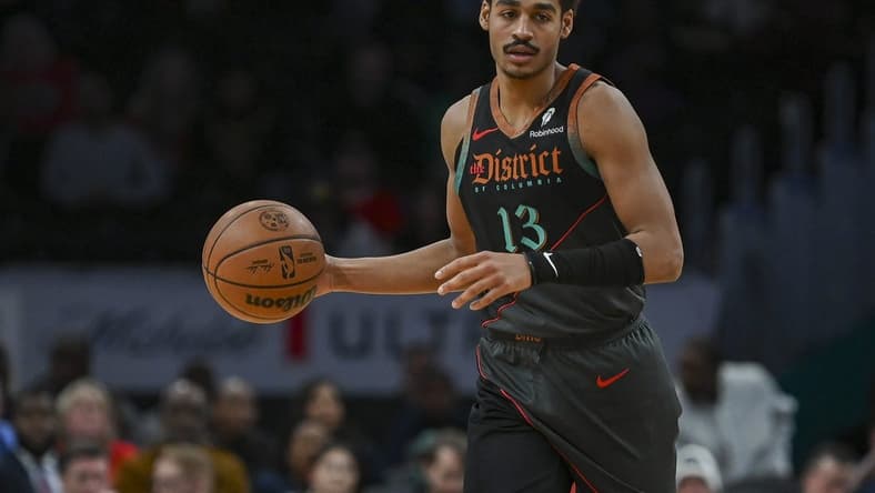 Dec 15, 2023; Washington, District of Columbia, USA; Washington Wizards guard Jordan Poole (13) dribbles during the game against the Indiana Pacers at Capital One Arena. Washington Wizards defeated Indiana Pacers 137-123. Mandatory Credit: Tommy Gilligan-USA TODAY Sports