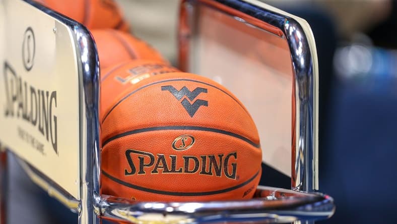 Nov 15, 2022; Morgantown, West Virginia, USA; The West Virginia Mountaineers logo is seen before the game against the Morehead State Eagles at WVU Coliseum. Mandatory Credit: Ben Queen-USA TODAY Sports