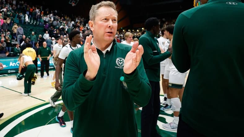 Dec 6, 2023; Fort Collins, Colorado, USA; Colorado State Rams head coach Niko Medved after the game against the Denver Pioneers at Moby Arena. Mandatory Credit: Isaiah J. Downing-USA TODAY Sports