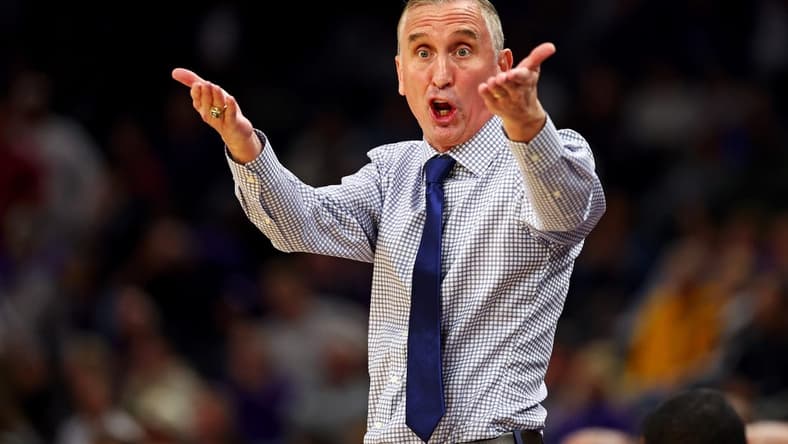 Dec 20, 2023; Phoenix, Arizona, USA; Arizona State Sun Devils head coach Bobby Hurley reacts to a play during the first half of the game against the Northwestern Wildcats during the Hall of Series at Footprint Center. Mandatory Credit: Mark J. Rebilas-USA TODAY Sports