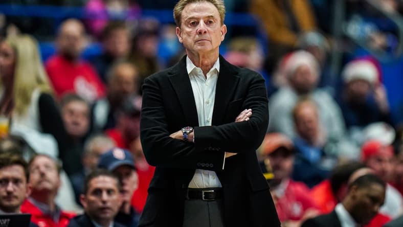 Dec 23, 2023; Hartford, Connecticut, USA; St. John's Red Storm head coach Rick Pitino watches from the sideline as they take on the Connecticut Huskies at XL Center. Mandatory Credit: David Butler II-USA TODAY Sports