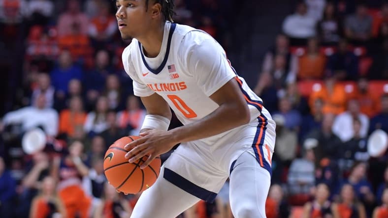 Fighting Illini guard Terrence Shannon Jr. dominated Rutgers in the December meeting but is currently suspended. Mandatory Credit: Ron Johnson-USA TODAY Sports