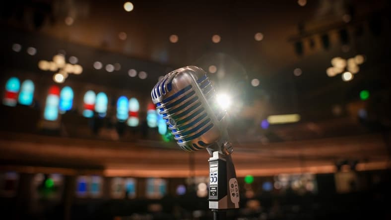 The famous Ryman Auditorium microphone where so many artists have sang over the decades.