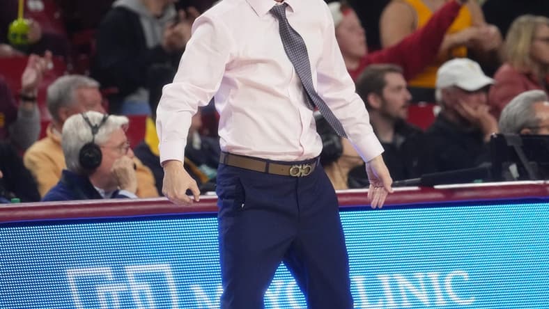 ASU Sun Devils head coach Bobby Hurley yells out to his team as they play the Utah Utes at Desert Financial Arena on Jan. 4, 2023.