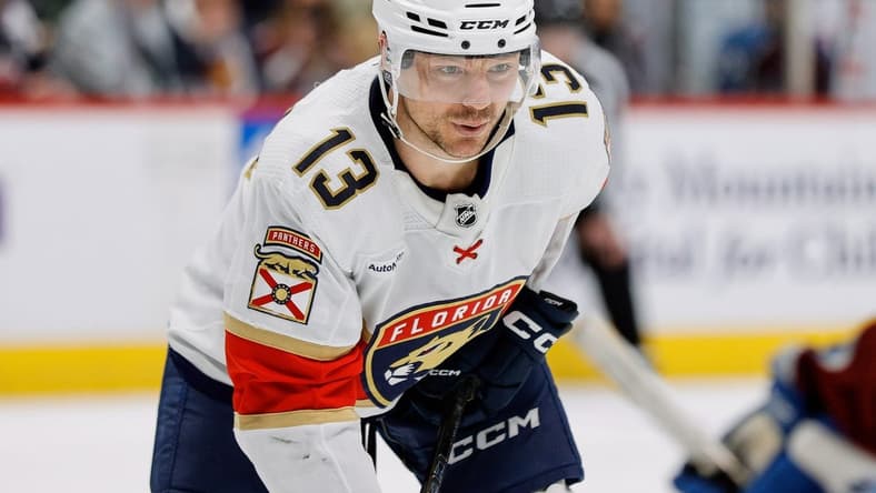 Jan 6, 2024; Denver, Colorado, USA; Florida Panthers center Sam Reinhart (13) in the third period against the Colorado Avalanche at Ball Arena. Mandatory Credit: Isaiah J. Downing-USA TODAY Sports