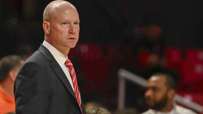 Jan 11, 2024; College Park, Maryland, USA; Maryland Terrapins head coach Kevin Willard looks onto the court during the first half against the Michigan Wolverines at Xfinity Center. Mandatory Credit: Tommy Gilligan-USA TODAY Sports