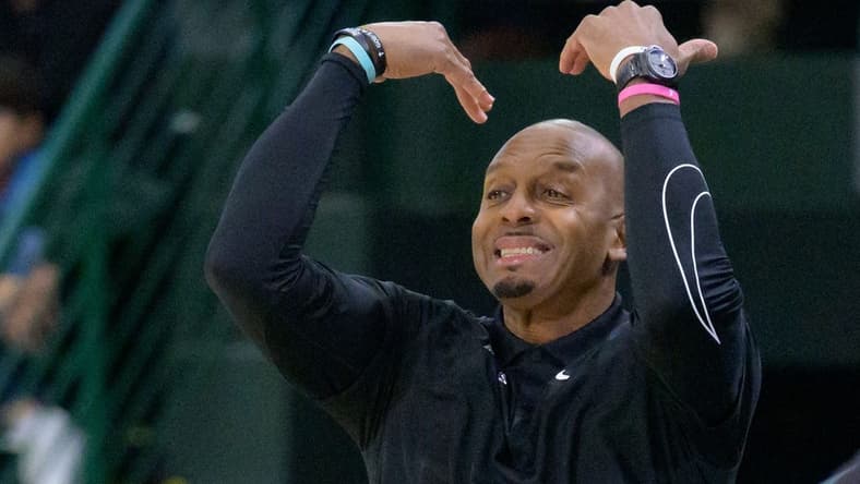 Jan 21, 2024; New Orleans, Louisiana, USA; Memphis Tigers head coach Penny Hardaway reacts during the first half against the Tulane Green Wave at Avron B. Fogelman Arena in Devlin Fieldhouse. Mandatory Credit: Matthew Hinton-USA TODAY Sports
