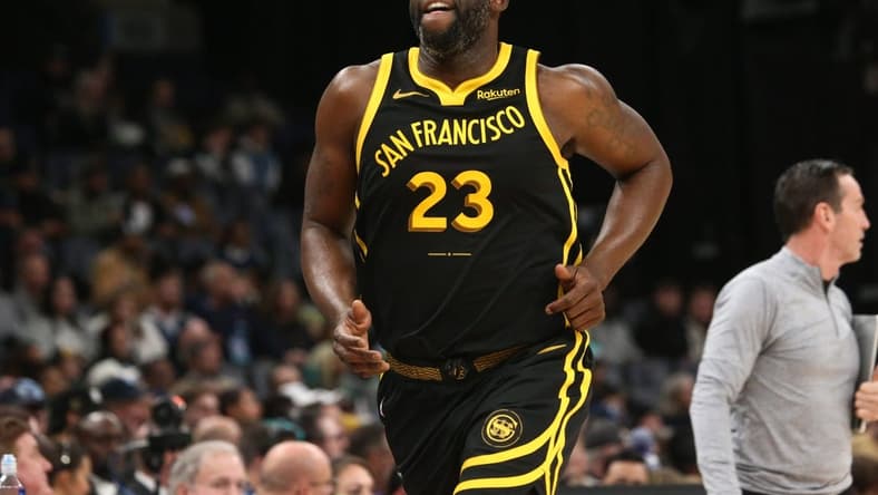 Jan 15, 2024; Memphis, Tennessee, USA; Golden State Warriors forward Draymond Green (23) runs toward the bench during the second half against the Memphis Grizzlies at FedExForum. Mandatory Credit: Petre Thomas-USA TODAY Sports