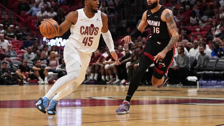 Cleveland Cavaliers' Donovan Mitchell against Miami Heat