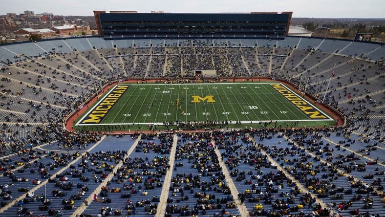 Apr 2, 2022; Ann Arbor, Michigan, USA; General view during the Michigan Spring game at Michigan Stadium. Mandatory Credit: Rick Osentoski-USA TODAY Sports