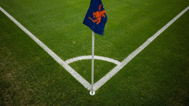 Oct 4, 2023; Cincinnati, Ohio, USA;  The Cincinnati logo is seen on a corner flag before a match between the New York Red Bulls and FC Cincinnati at TQL Stadium. Mandatory Credit: Aaron Doster-USA TODAY Sports