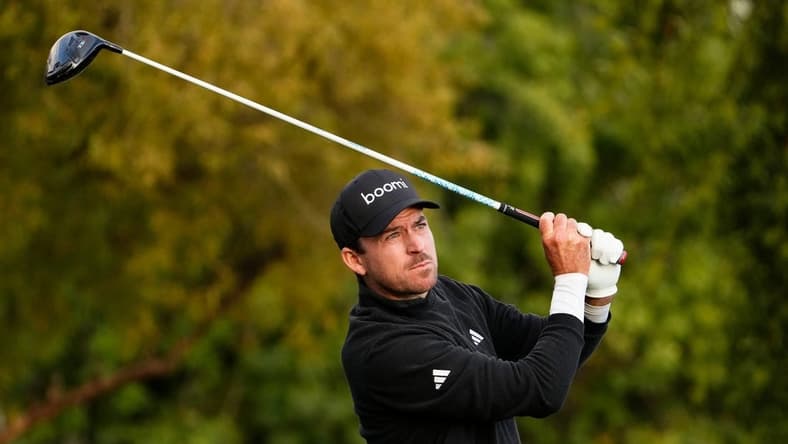 Nick Taylor plays his tee shot on the fifth hole during the third round of the WM Phoenix Open at TPC Scottsdale on Feb. 10, 2024.