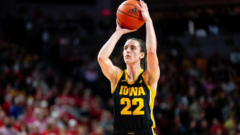 Iowa's Caitlin Clark takes a pair of free throws during a game against Nebraska Sunday, Feb. 11, 2024, at Pinnacle Bank Arena.