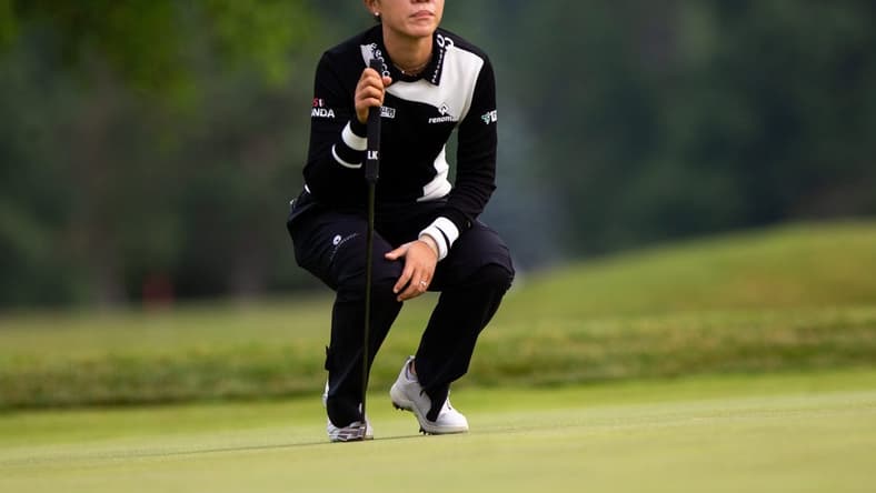 Lydia Ko stands as she prepares to putt during the Meijer LPGA Classic Thursday, June 15, 2023, at Blythefield Country Club in Belmont, MI.