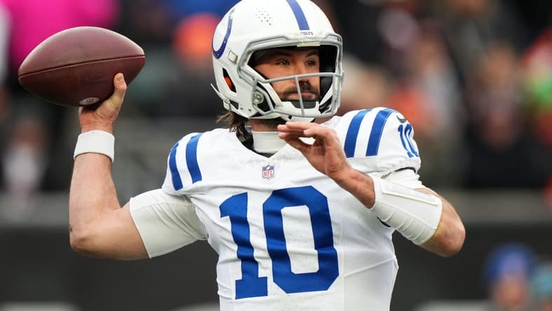 Indianapolis Colts quarterback Gardner Minshew (10) throws in the first quarter during a Week 14 NFL game between the Indianapolis Colts and the Cincinnati Bengals, Sunday, Dec. 10, 2023, at Paycor Stadium in Cincinnati.