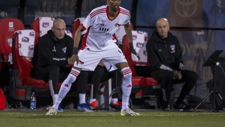 Feb 24, 2024; Frisco, Texas, USA; San Jose Earthquakes forward Amahl Pellegrino (9) in action during the game between FC Dallas and the San Jose Earthquakes at Toyota Stadium. Mandatory Credit: Jerome Miron-USA TODAY Sports