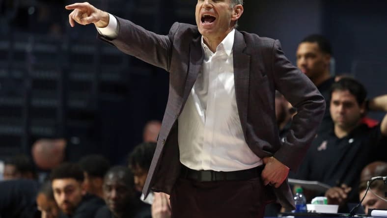 Feb 28, 2024; Oxford, Mississippi, USA; Alabama Crimson Tide head coach Nate Oats gives direction during the first half against the Mississippi Rebels at The Sandy and John Black Pavilion at Ole Miss. Mandatory Credit: Petre Thomas-USA TODAY Sports