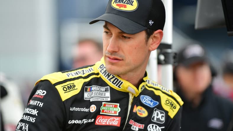 Mar 2, 2024; Las Vegas, Nevada, USA; NASCAR Cup Series driver Joey Logano (22) during qualifying at Las Vegas Motor Speedway. Mandatory Credit: Gary A. Vasquez-USA TODAY Sports