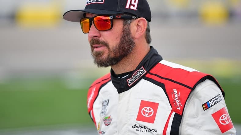 Mar 2, 2024; Las Vegas, Nevada, USA; NASCAR Cup Series driver Martin Truex Jr. (19) during qualifying at Las Vegas Motor Speedway. Mandatory Credit: Gary A. Vasquez-USA TODAY Sports