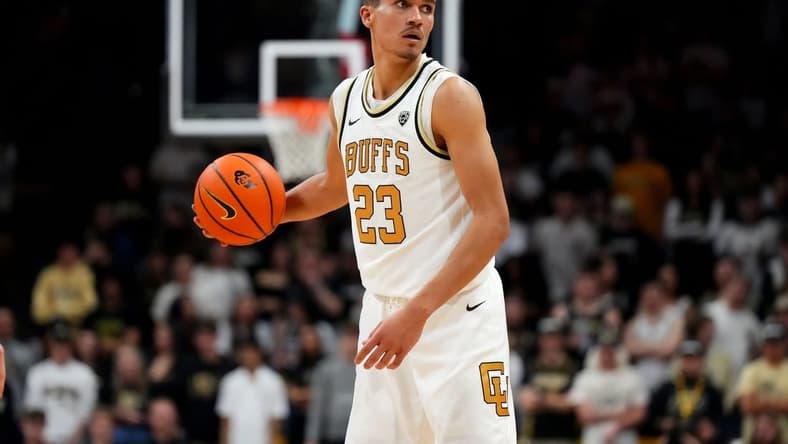 Mar 3, 2024; Boulder, Colorado, USA; Colorado Buffaloes forward Tristan da Silva (23) during the second half against the Stanford Cardinal at the CU Events Center. Mandatory Credit: Ron Chenoy-USA TODAY Sports