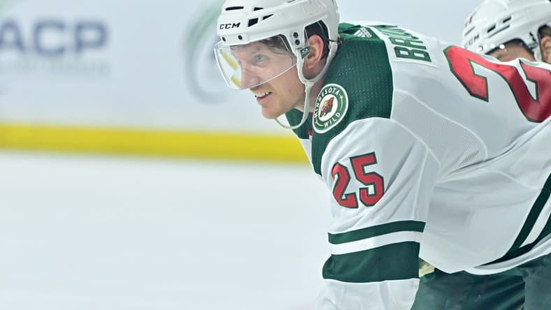 Mar 7, 2024; Tempe, Arizona, USA; Minnesota Wild defenseman Jonas Brodin (25) looks on in the second period against the Arizona Coyotes at Mullett Arena. Mandatory Credit: Matt Kartozian-USA TODAY Sports
