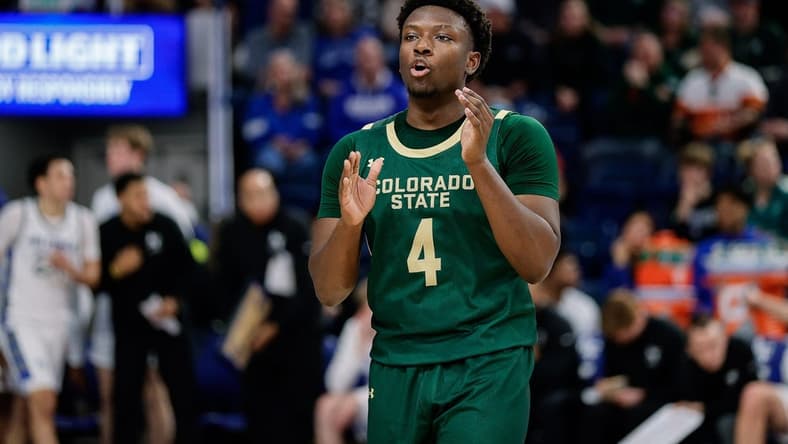 Mar 9, 2024; Colorado Springs, Colorado, USA; Colorado State Rams guard Isaiah Stevens (4) in the second half against the Air Force Falcons at Clune Arena. Mandatory Credit: Isaiah J. Downing-USA TODAY Sports