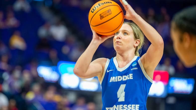 Savannah Wheeler 4 at the free throw line as The Louisville Cardinals take on the Middle Tennessee Blue Raiders in the 1st round of the 2024 NCAA Tournament in Baton Rouge, LA at the Pete Maravich Assembly Center.
Friday, March 22, 2024.