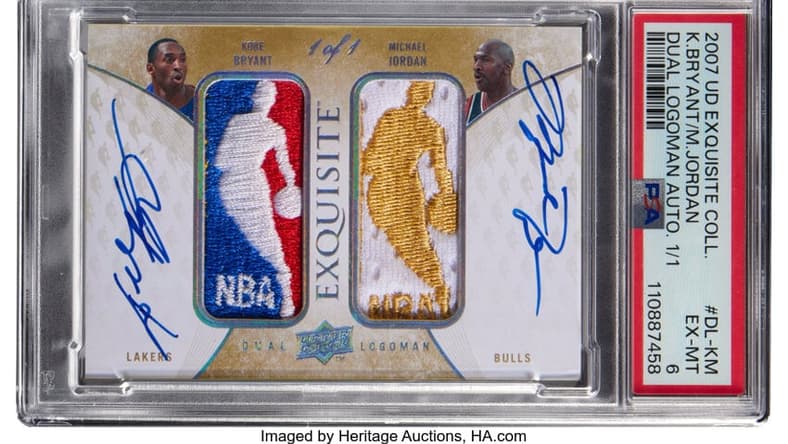 2007-08 Upper Deck Exquisite Dual Logoman Autograph 1/1 Michael Jordan and Kobe Bryant