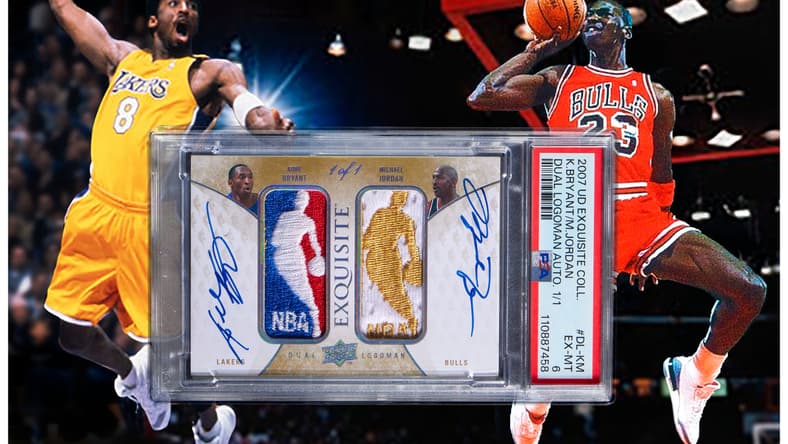 2007-08 Upper Deck Exquisite Dual Logoman Autograph 1/1 Michael Jordan and Kobe Bryant