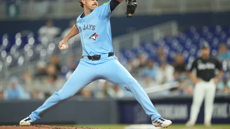 MLB: Shane Bieber, Toronto Blue Jays pitcher, throws a pitch