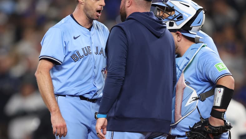 MLB: Playoffs-Max Scherzer, Toronto Blue Jays, argues with manager John Schneider