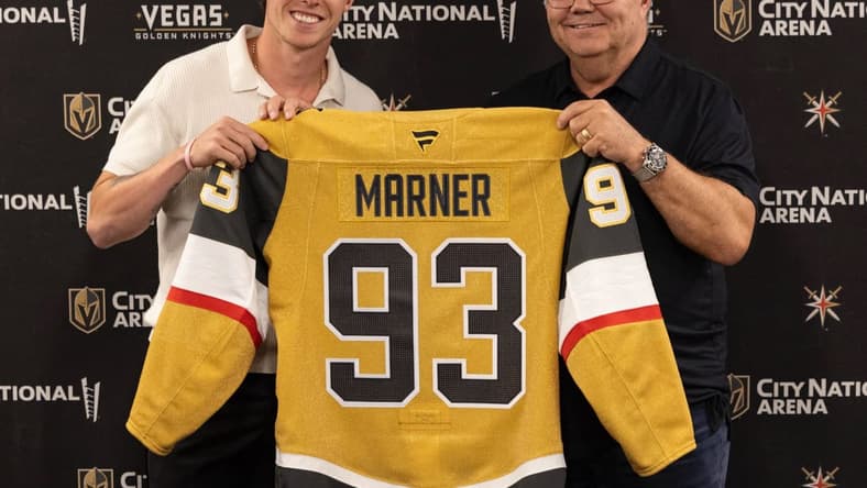 Vegas Golden Knights forward Mitch Marner meets with the media 7/1//2025 (Photo/Screenshot- Vegas Golden Knights via Twitter)