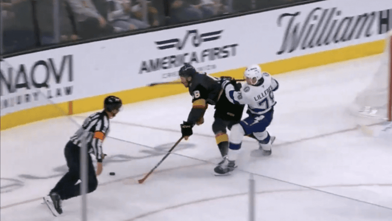 Emil Lilleberg Hit on Tomáš Hertl (Photo/Screenshot- SinBin.vegas via Twitter)