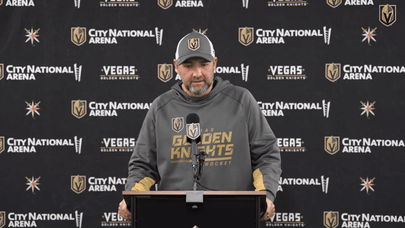 Vegas Golden Knights head coach Peter DeBoer addressing the media (Photo/Screenshot- Vegas Golden Knights via Twitter)