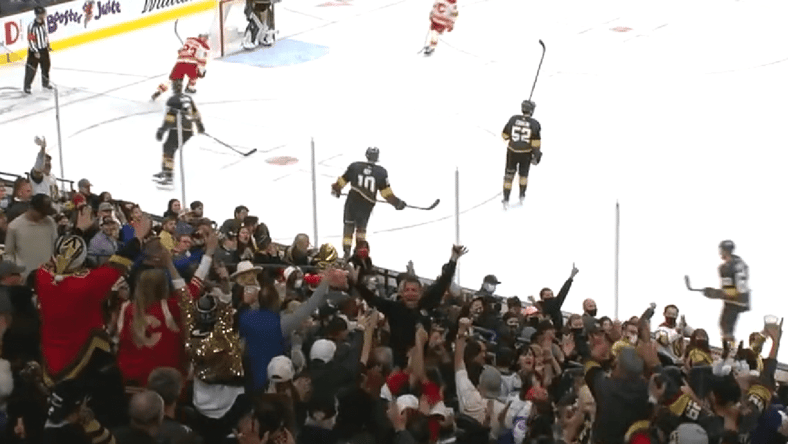 Vegas Golden Knights fan catches puck
