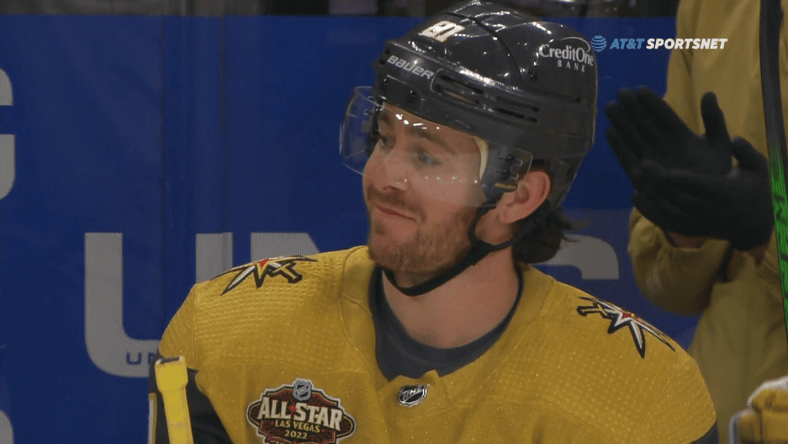 Jonathan Marchessault, Vegas Golden Knights, reaction to Marc-Andre Fleury tribute