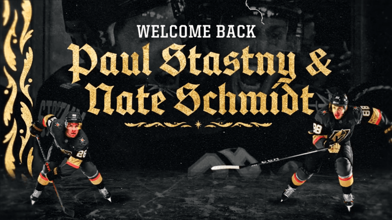 Vegas Golden Knights Nate Schmidt and Paul Stastny (Vegas Golden Knights via Twitter)