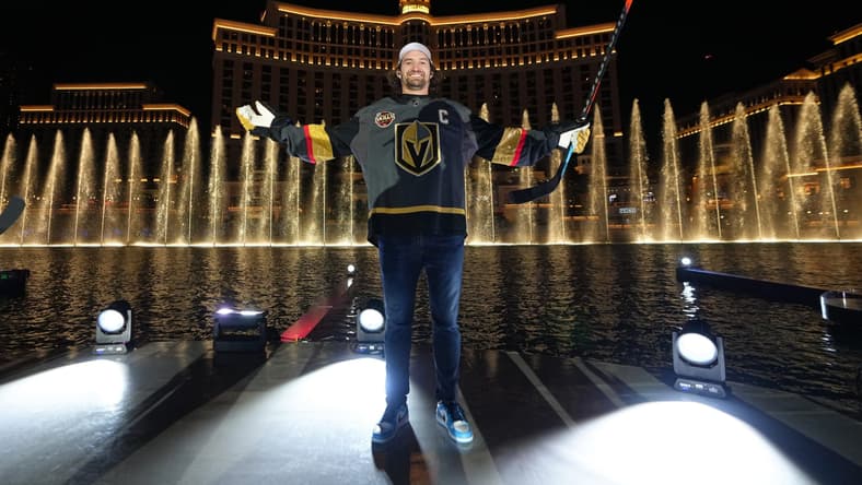 Mark Stone Vegas Golden Knights NHL All-Star Game Skills Competition Fountain Faceoff (Photo- Vegas Golden Knights via Twitter)