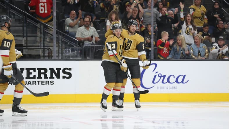 Evgenii Dadonov and Shea Theodore Vegas Golden Knights (Photo- Vegas Golden Knights via Twitter)