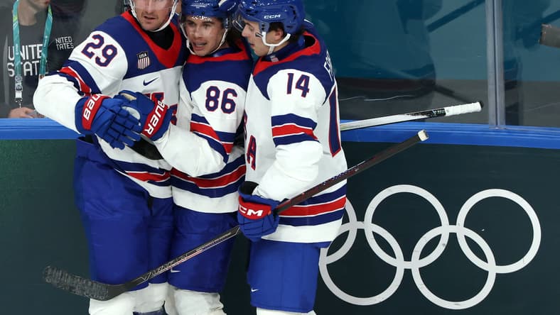 Olympics: Ice Hockey-Men Group C - LAT-USA