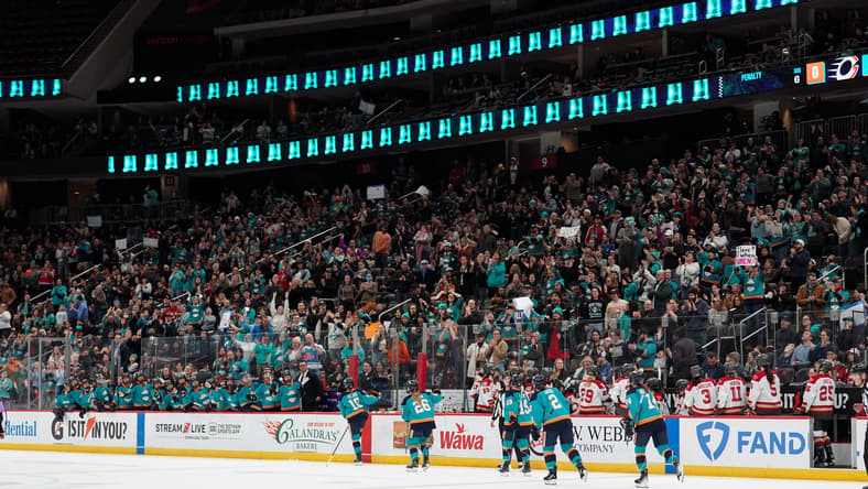 New York Sirens forward Sarah Fillier celebrates a goal in front of raucous Prudential Center crowd