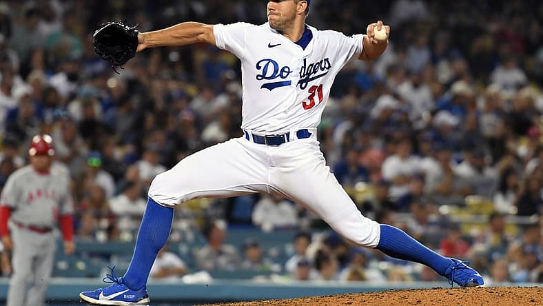 Jun 15, 2022; Los Angeles, California, USA; Los Angeles Dodgers starting pitcher Tyler Anderson (31) pitches in the eighth inning against the Los Angeles Angels at Dodger Stadium. Mandatory Credit: Richard Mackson-USA TODAY Sports