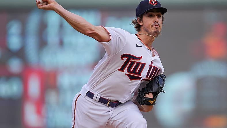 Jun 21, 2022; Minneapolis, Minnesota, USA; Minnesota Twins starting pitcher Joe Ryan (41) pitches against the Cleveland Guardians in the first inning at Target Field. Mandatory Credit: Brad Rempel-USA TODAY Sports