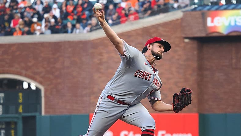Jun 24, 2022; San Francisco, California, USA; Cincinnati Reds starting pitcher Graham Ashcraft (51) pitches the ball against the San Francisco Giants during the second inning at Oracle Park. Mandatory Credit: Kelley L Cox-USA TODAY Sports