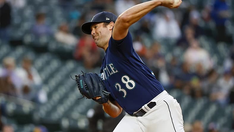 Jun 28, 2022; Seattle, Washington, USA; Seattle Mariners starting pitcher Robbie Ray (38) throws against the Baltimore Orioles during the third inning at T-Mobile Park. Mandatory Credit: Joe Nicholson-USA TODAY Sports