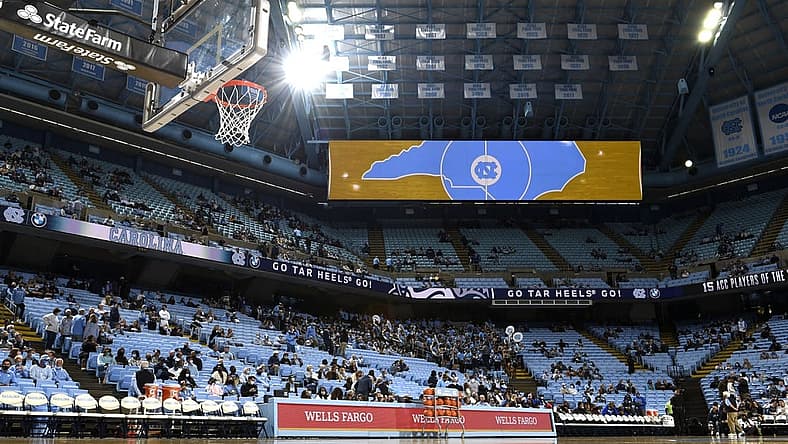 Nov 5, 2021; Chapel Hill, NC, USA; An overall view of the court at Dean Smith Center. Mandatory Credit: Bob Donnan-USA TODAY Sports